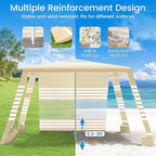 MoKo Beach Cabana, 8'×8' Large Beach Canopy with Side Wall, UPF 50+ Protection Easy Setup Beach Tent Sun Shelter, Adjustable Height Wind Resistant Cabana Beach Tent for Whole Family, Khaki Stripe