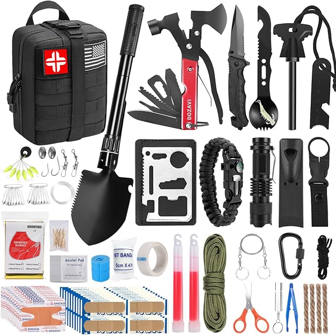 Gift for Men Dad Husband Christmas, Survival Kits, 142 in 1 First Aid Kit, Emergency Kits, Survival Gear and Equipment with Molle Pouch for Camping Hiking Outdoor