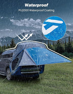 JOYTUTUS SUV Tailgate Tent with Three Sides Awning and Poles, Water Resistant SUV Camping Tent with Car Roof Cover, Car Camping Universal Fit Most SUVs, Cars, Grey Blue