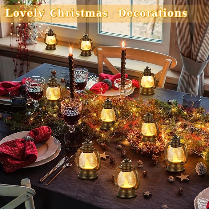 Ferraycle 48 Pcs Mini Lantern Decor 4 Inch Western Lantern Table Centerpiece Small Vintage Camping Hanging Lamp Ornaments Bulk for Cowboy Cowgirl Wedding Halloween Christmas (4 Inch,Black)