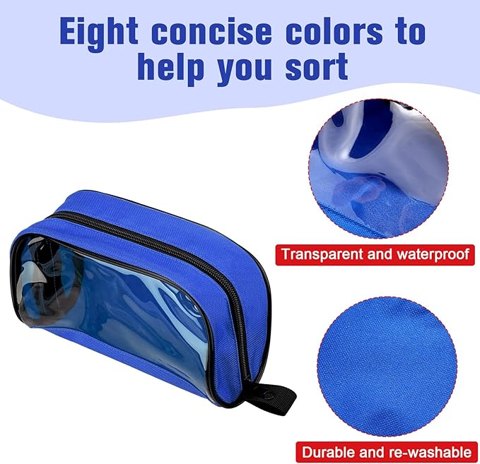 Oudain 8 Pcs First Aid Bag Empty 8 Colors First Aid Pouches Portable Medical Bag with Zipper and Transparent Window Medical Organizer Kit Accessory for Home Outdoor Travel Supplies
