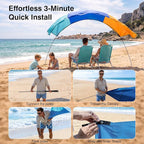Wind Portable Beach Shade Canopy | Quick 3-Minute Setup | 150 Sq. Ft. Sun Shelter for Up to 8 People | Lightweight with UPF 50+ Protection | Ideal Sun Shelter & Beach Tent for Family Outings