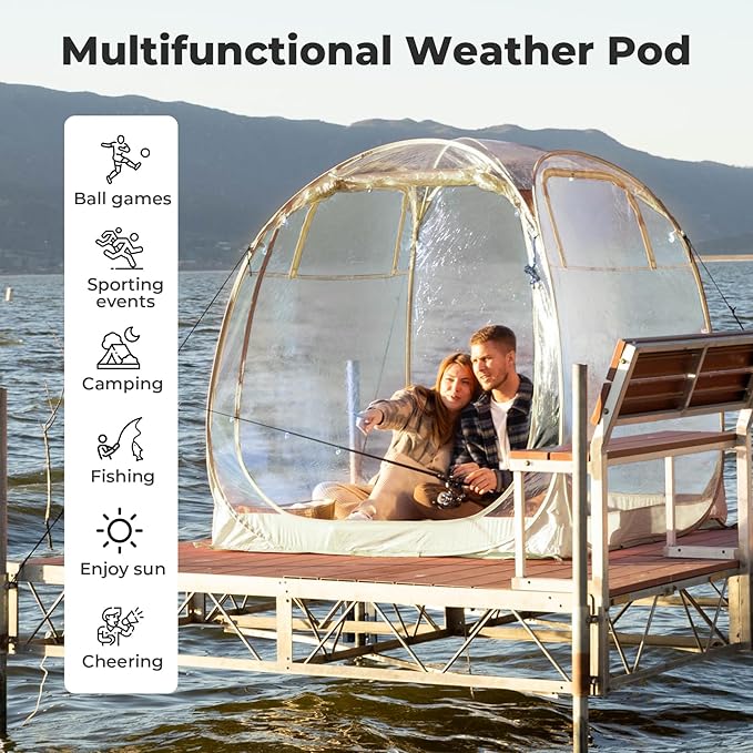 All Weather Proof Pod Sports Tent,Outdoor Weather Tent Sports Pod Pop Up Shelter with Sealed Floor,2-4 Person Clear Tent for Sport Event,Camping,Fishing 8 Sizes & Multicolor