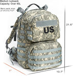 Akmax MOLLE II Medium Rucksack Military Tactical Backpack with Detachable Side Pouches & Upgraded Frame for Enhanced Comfort