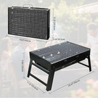 17" Portable Charcoal Grill, Folding Portable BBQ Charcoal Grills, Tabletop Mini Smoker, Small BBQ Grill, for Backyard, Outdoor Cooking, Camping, Travel, Beach