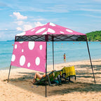 EAGLE PEAK 8x8 Pop Up Canopy Tent with Sidewall, Compact, Portable Slant Leg Instant Sun Shelter for Beach, Sports, & Camping, 8x8 Base 6x6 Top, Pink Mushroom