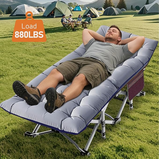 ABORON Heavy-Duty Folding Guest Bed for Adults, 500lb Capacity, Portable Extra Cot with 1244D Double Layer, Ideal for Indoor Guest Stays & Temporary Home Use