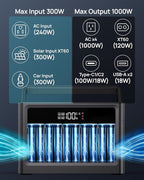 DARAN Portable Power Station 1000W (Surge 2000W), Solar Generator with 100W USB-C PD Fast Charging，576Wh LiFePO4 Battery for Camping, Home, Power Outages, RV and Emergency
