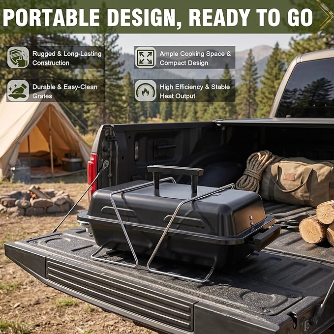 BESTFIRE Portable Propane Gas Grill with New 2-in-1 Valve - Compatible with Large Tank & Small Cylinder, Gas Grill with Foldable Legs & Adjustable Regulator,Heavy Duty, Perfect for Outdoor Camping
