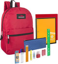 Trail maker Backpack with School Supplies for Kids - 20 Piece Back to School Supplies with 17" Backpack (Red Pack)
