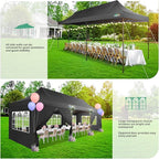 COBIZI Heavy Duty 10x30 pop up Canopy, Commercial10x30 Party Tent for Parties Waterproof Gazebos with 8 Sidewalls, All Season Wind & Waterproof UPF50+,Stable Thickened Frame, Black