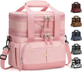 Lunch Box For Men Women Double Deck Insulated Lunch Bag For Men Woman Leakproof Expandable Cooler Bag with Adjustable Shoulder Strap for Kids Shool Work Picnic Camping(Pink,Large)