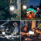 LETMY 4 Pack Camping Lantern, Rechargeable LED Lanterns, Solar Lantern Battery Powered Hurricane Lanterns Flashlight with 3 Powered Ways & USB Cable for Emergency, Power Outage, Hurricane Supplies