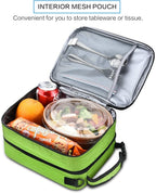 Tirrinia Expandable Insulated Lunch Bag for Men Women – Leakproof Reusable Cooler LunchBox for Kids & Adults with Shoulder Strap, Perfect for Work, School, Office, Travel,Green