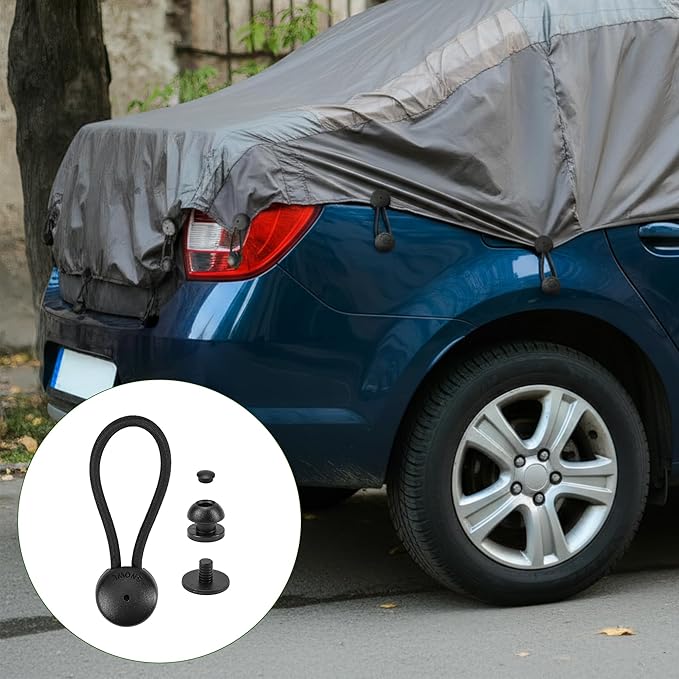10pcs Black Bungee Shock Cord Clip with Knobs, Pull Tie Down Tarp Canvas Knobs, Heavy Duty Elastic Cord Fastener Clips for Camping Tents Cargo Pool Tarps Canopy Boat Marine Truck RV Trailer Accessory