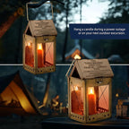 Kings County Tools Candle Lamp - Vintage Style Folding Brass Camping Lantern with Hanging Handle - Collapsible Portable Lamp for Emergency Candles or Home Survival Gear Emergency Kit
