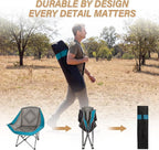 CAMPHILL Folding Camping Chair,Oversized Portable Camping Chair with Cup Holder,Heavy Duty Padded Lawn Chair for Camping,Tailgates,Beach,and Sports,Lake Blue