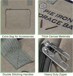 Deluxe Pie Iron Bag for Mountain Pie Maker Cast Iron Storage Fits up to 4, Heavy Duty Padding with Extra Pocket for Campfire Accessories, Strong Straps to Secure, Camping Storage Bag 32×12in