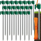 Tradesparker Tent Stakes 22-Pack 8Inch Heavy Duty Garden Stakes Canopy Anchors - Includes Ropes for Camping Tents, Pop Up Canopies and Outdoor Events, Green