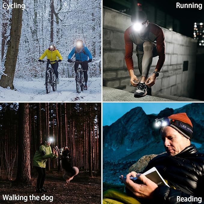 3 Pack Headlamp Flashlight,LED Rechargeable Head Lamps with Motion Sensor,Waterproof Super Bright Headlight for Outdoor Camping