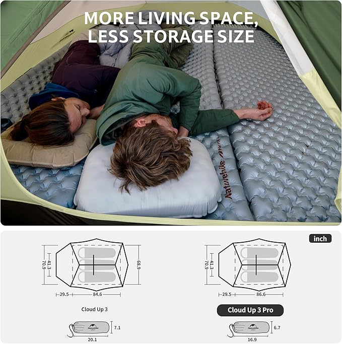 Naturehike Cloud Up 3 Person Backpacking Tent with Footprint - 3 Season Free Standing Lightweight 3 Person Camping Tent | with Footprint, Free Standing, Dome, Camping, Hiking, Waterproof