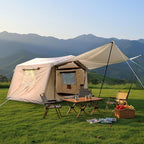 KEIKI Oxford Hot Tent for Camping, 2/3/4/6/8 Person Large Inflatable Tents w/Detachable Canopy, 4 Season Waterproof Tent for Hike Backpacking, Stove Jack AC Port, Mesh Doors Windows, Pump, Easy Setup