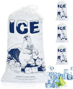 10Lb Ice Bags with Drawstring – 100 Pack Heavy-Duty Plastic Ice Storage Bags, Leak-Resistant & Freezer Safe, Reusable for Coolers, Events, Parties, Camping, Catering