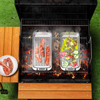 Grill Basket Set - BBQ Grill Tray with 3-Piece Grill Basket & Universal Handle, Heavy-Duty Stainless Steel, Dishwasher Safe, Rust-Resistant for Outdoor Cooking, Camping, Picnic, Gas, Charcoal Grills