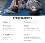 Exped DeepSleep Mat Duo Medium - Self Inflating Firm Car Sleeping Mat, 3” Foam Pad, Pump Included