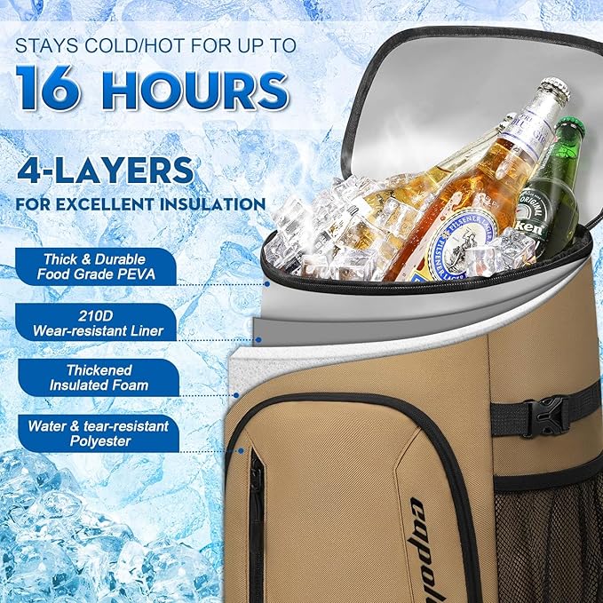 Capolo Cooler Backpack for Men Women Insulated Backpack Cooler Leak Proof Thermal Bag Beverage Soft Cooler Bag Lunch Backpack for Camping 30/45 Cans