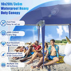 COBIZI 10x20 Pop Up Canopy Tent Party Tents for Parties Weddings Backyard Waterproof Outdoor Commercial Instant Canopy Event Tent with Stakes, Ropes,Sandbags, Deep Blue
