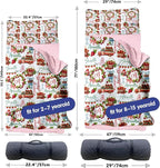 Personalized Toddler Nap Mat for Preschool, Custom Name Kids Sleeping Bag for Daycare, Kindergarten Roll Up Sleeping Mat with Removable Pillow and Soft Blanket, Fun Themes for Boys & Girls