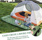 MEI&CO Ultra-Light Inflatable Sleeping Pad with Built-in Pillow & Foot Pump – for Camping, Hiking & Backpacking – Single Pad with Side Buttons for Double Conversion (1, Green)