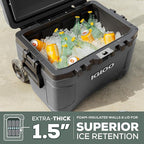 Igloo Trailmate 52Qt Wheeled Cooler, Insulated Hard Shell Ice Chest, Bone