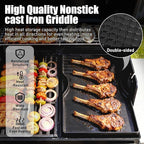 Grill Griddle for Weber Spirit 200 Series - Dual Sided Sear Parts for Weber Spirit 200 & GS4 Spirit II E210,Spirit II E220,17.5" Porcelain-Enameled Cast lron Thick Nonstick BBQ Griddle Pan