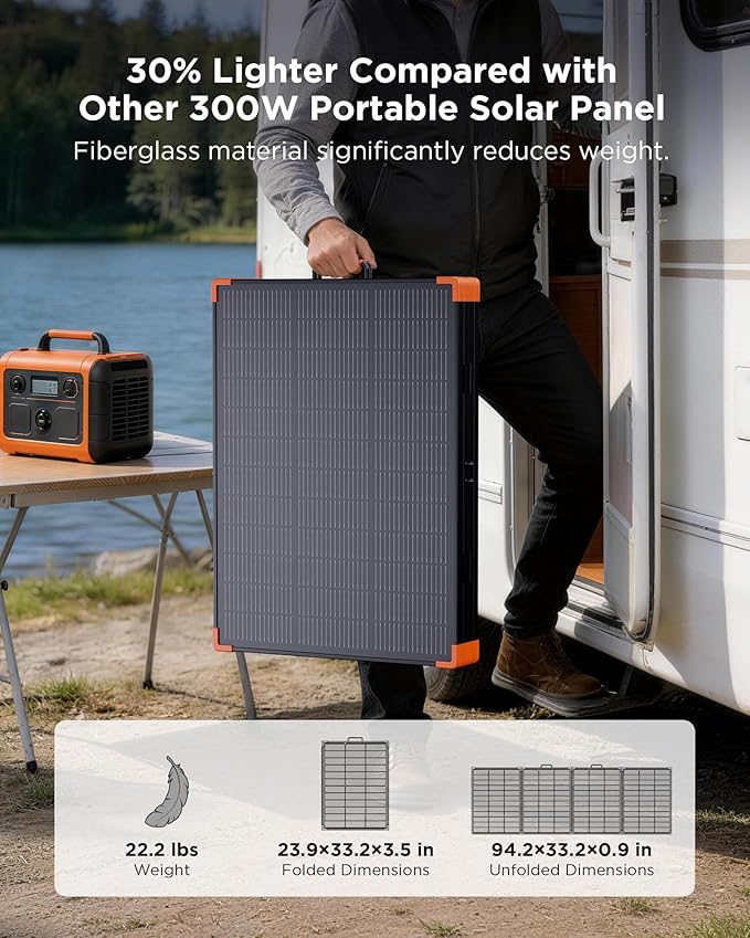 350W Portable Solar Panel, N-Type 16BB 25% High Efficiency Foldable Solar Charger for Jackery/EcoFlow Delta/Anker Solix C1000/Bluetti,IP68 Waterproof OffGrid Power for RV Camping Power Backup
