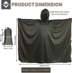 onewind Hooded Rain Poncho, Silnylon Rain Coat Versatile Survival Shelter Waterproof Breathable Lightweight Poncho