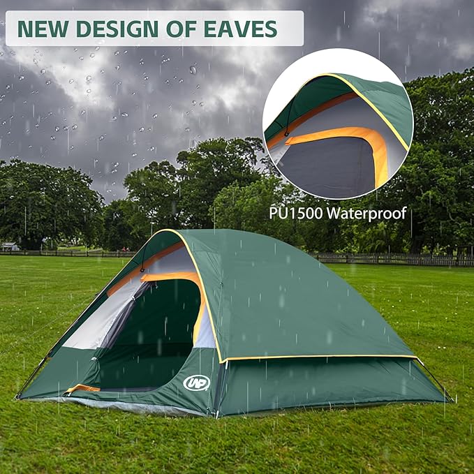 Camping Tent 2-4 Person, Waterproof Windproof Tent with Rainfly Easy Set up-Portable Dome Tents for Camping…