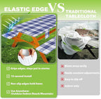 Fitted Picnic Table Cover with Bench Covers Waterproof Elastic Edges Rectangle Patio Tablecloth Outdoor Camping Essentials Stuff Rv Accessories Summer Trip Travel Camper Gifts for Woman Men, 72in 6 ft