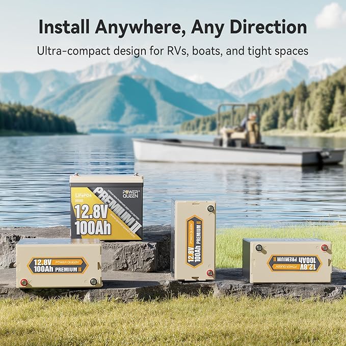 Power Queen 3 Pack Mini LiFePO4 Lithium Battery, 12V 100Ah Battery with Built-in 100A BMS, 1280Wh Energy, Up to 15000 Cycles, 10-Year Lifespan for Home Solar Energy System, RV, Camping