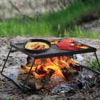 REDCAMP Folding Campfire Grill Heavy Duty Steel Grate, Portable Camp Fire Cooking Racks and Griddle for Outdoor Versatile Campfire Cooking