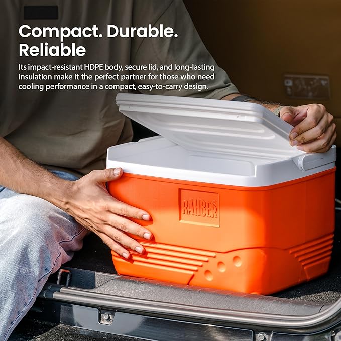 Small Cooler Hard Shell, Ice Chest with Retractable Handle, Small Hard Cooler Box with 3–4 Day Ice Retention, Car Cooler for Picnic, Beach, Work & Travel