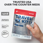 Travel Medicine Kit - Compact TSA-Approved Medication Pack for Travel, Camping, Cruises - Includes Over-the-Counter Individual Medicine Packets
