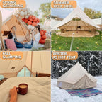 DANCHEL OUTDOOR 4 Season Canvas Yurt Tent with Large Wood Stove, Heavy Duty Bell Tent with Stove Jack 4-8 Person Winter Camping Glamping, 13ft/16.4ft/20ft