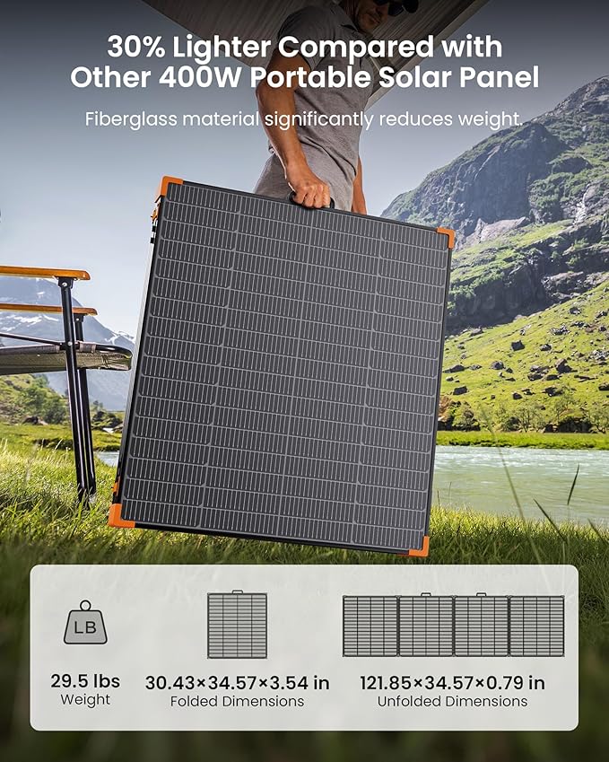 450W Portable Solar Panel,38V N-Type 16BB 25% High Efficiency Foldable Solar Charger for EcoFlow Delta/Anker C1000/Jackery/Bluetti Elite 100,IP68 Waterproof for Offgrid RV Power Backup