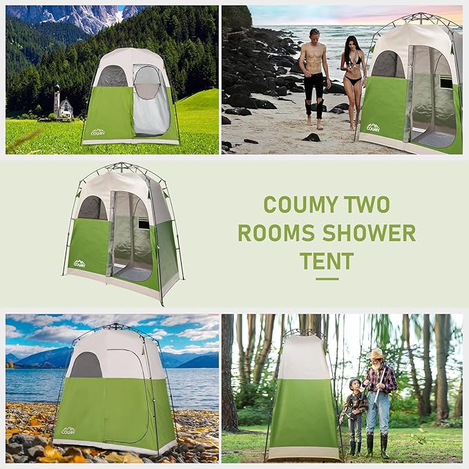 Instant Camping Shower Tent, Privacy Shelter, Portable Outdoor Sun Shelter for Camping Beach Hiking Fishing, 1 Room/2 Rooms