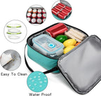 BEIMILY Lunch Box for Men Women Adults,Small Insulated Lunch Bag for Office Work Picnic,Reusable Portable Lunchbox,Soft Cooler Tote Bag(Light blue green)