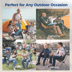 Outdoor Camping Chair 2-Pack with Mesh Back, Folding Portable Lawn Chairs with Cup Holder & Side Storage Pocket for Camping, Beach, Picnic, Fishing(Blue)
