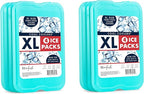 Cool Coolers by Fit + Fresh, Reusable & Long-Lasting XL Slim Ice Pack, Cold Packs for Lunch Boxes, Ice Packs Lunch Bags. Cooler Accessories for Camping, Beach, and Work, 8 Count, Green (Pack of 3)