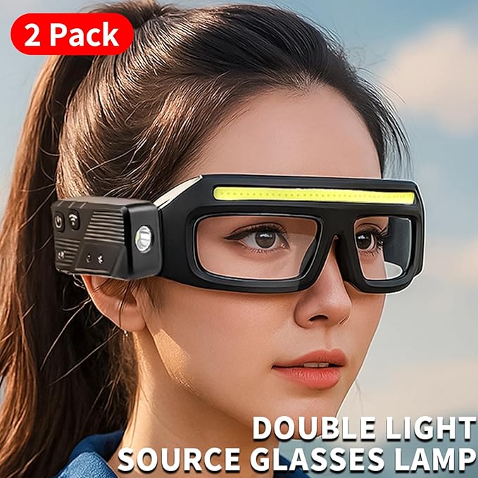 LED Headlight Glasses Rechargeable Headlight Glasses with Motion Sensor & Touch Control, Adjustable Safety Eyewear